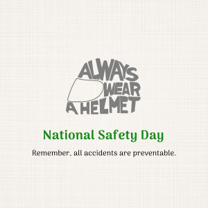 Graphic promoting helmet safety for National Safety Day