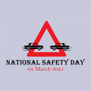 Illustration depicting cars under a warning triangle for National Safety Day