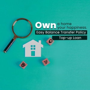 Image depicting home loan options with a magnifying glass and house icon.