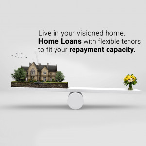 Image depicting a house on a seesaw balanced with a bouquet of flowers, representing financial balance with home loans.