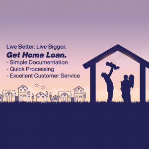 Silhouette of a family in front of a house with text promoting home loans.