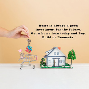 Miniature house in a shopping cart with keys, representing home investment and loans.