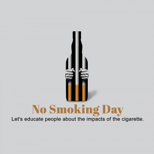 Image depicting a bottle shaped like a cigarette with hands holding it, promoting No Smoking Day.