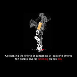 Image depicting a cigarette with smoke forming the words 'No Smoking Day' against a black background.