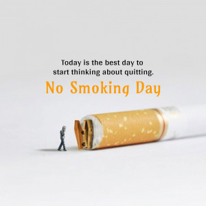 Miniature figure walking away from a cigarette, promoting No Smoking Day.