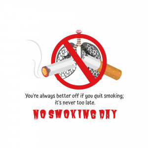 No smoking sign with a cigarette crossed out and text promoting quitting smoking.