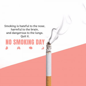 Image depicting a burning cigarette with a 'No Smoking' message.
