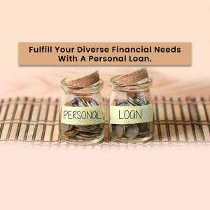 Two glass jars labeled 'Personal' and 'Loan' filled with coins, representing financial solutions.