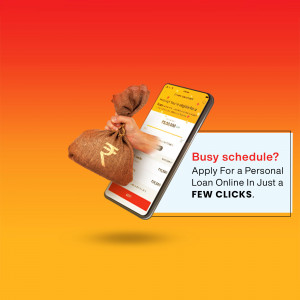 Smartphone displaying a loan application with a bag of money