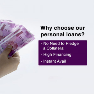 Image depicting Indian currency with text highlighting benefits of personal loans.