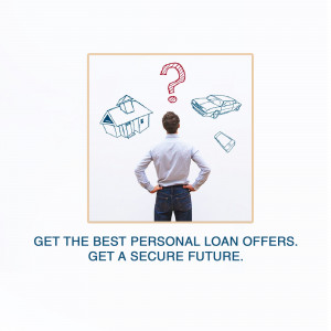 Man contemplating choices of house, car, and lightbulb with a question mark above his head, representing financial decisions.