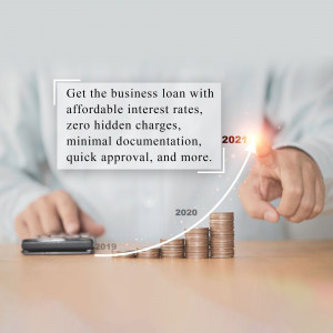Image depicting business loan with affordable interest rates and growth chart.