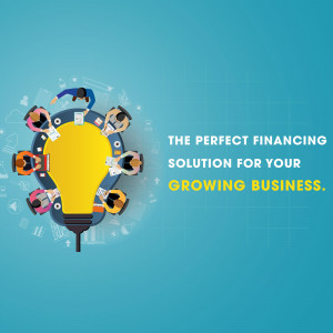 Team collaborating around a lightbulb representing financial solutions for business growth.