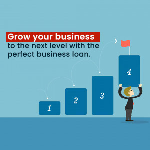 Illustration of a man building steps to success with a business loan.