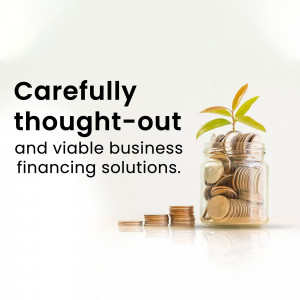 Coins growing as a plant in a jar, representing financial growth and solutions.