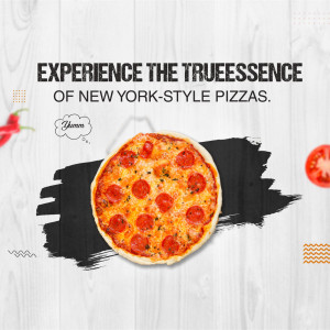 Delicious New York-style pepperoni pizza on a white wood background