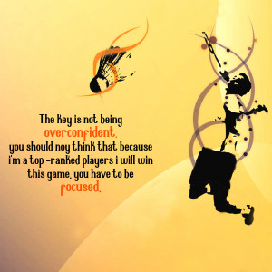 Silhouette of a badminton player in action with motivational text.