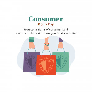 Illustration depicting hands holding shopping bags with shield emblems, representing consumer rights and protection.
