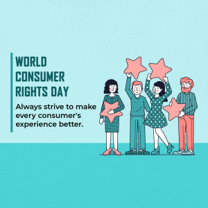 Illustration of people holding stars with text 'World Consumer Rights Day'