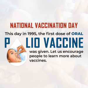 Image commemorating National Vaccination Day with a focus on the polio vaccine.