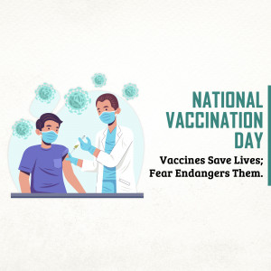 Illustration depicting a doctor vaccinating a patient with a focus on National Vaccination Day.