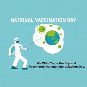 Illustration depicting a healthcare worker vaccinating the Earth against a virus for National Vaccination Day.