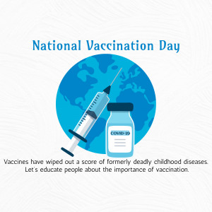 National Vaccination Day graphic with syringe and vaccine bottle