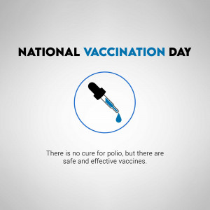 National Vaccination Day graphic with a syringe and droplet