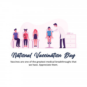 Illustration depicting a doctor vaccinating children for National Vaccination Day
