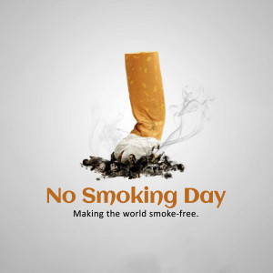 Image depicting a burnt cigarette with smoke, promoting No Smoking Day.