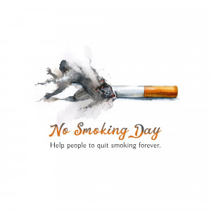 Watercolor painting of a cigarette being extinguished with the text 'No Smoking Day'