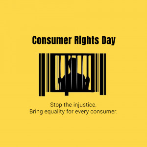 Consumer Rights Day graphic with a barcode cage and silhouette
