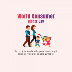 Illustration depicting a family shopping with a shopping cart for World Consumer Rights Day.
