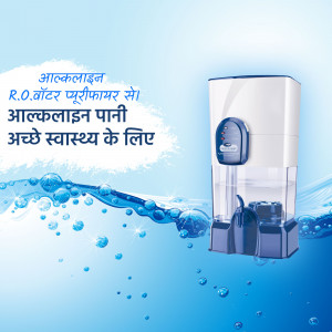 Alkaline RO water purifier with water splash background