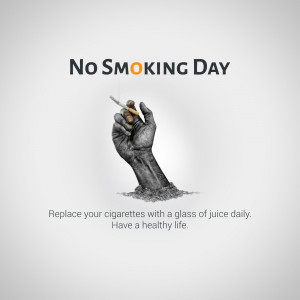 Hand crushing a cigarette to promote No Smoking Day