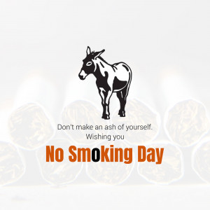 Image promoting No Smoking Day with a donkey and walnuts