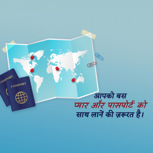 World map with passport and travel accessories