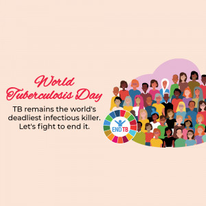 Illustration for World Tuberculosis Day with diverse group of people and the End TB logo.