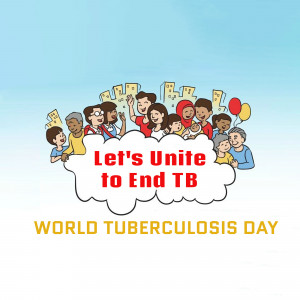 Illustration of diverse people holding hands with a message to end TB