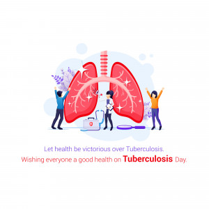Illustration depicting a stylized lung with medical professionals and a message about Tuberculosis Day.