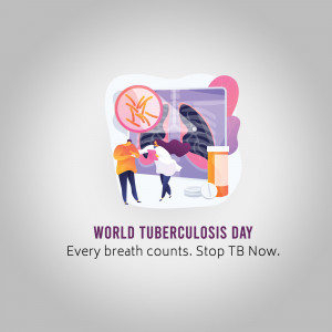 Illustration depicting medical professionals and tuberculosis awareness symbols.