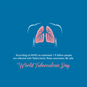 Illustration of lungs with text about World Tuberculosis Day and WHO statistics.