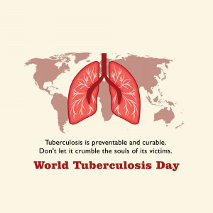 Illustration of lungs with a world map background promoting World Tuberculosis Day