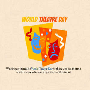 World Theatre Day graphic with masks