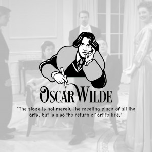 Black and white portrait of Oscar Wilde with a famous quote.