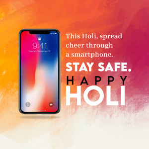 Holi Offer - Smartphone Creative Design For Twitter