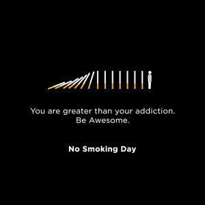 Illustration of a person overcoming cigarettes, promoting No Smoking Day.