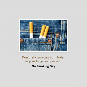 Cigarettes in a jeans pocket with anti-smoking message