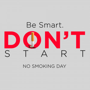 Anti-smoking message with a cigarette replacing the 'O' in 'DON'T START'.