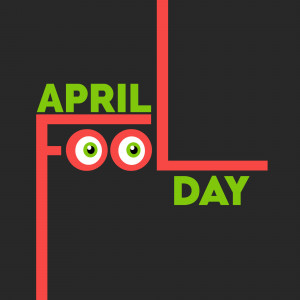 April Fool's Day illustration with eyes and text